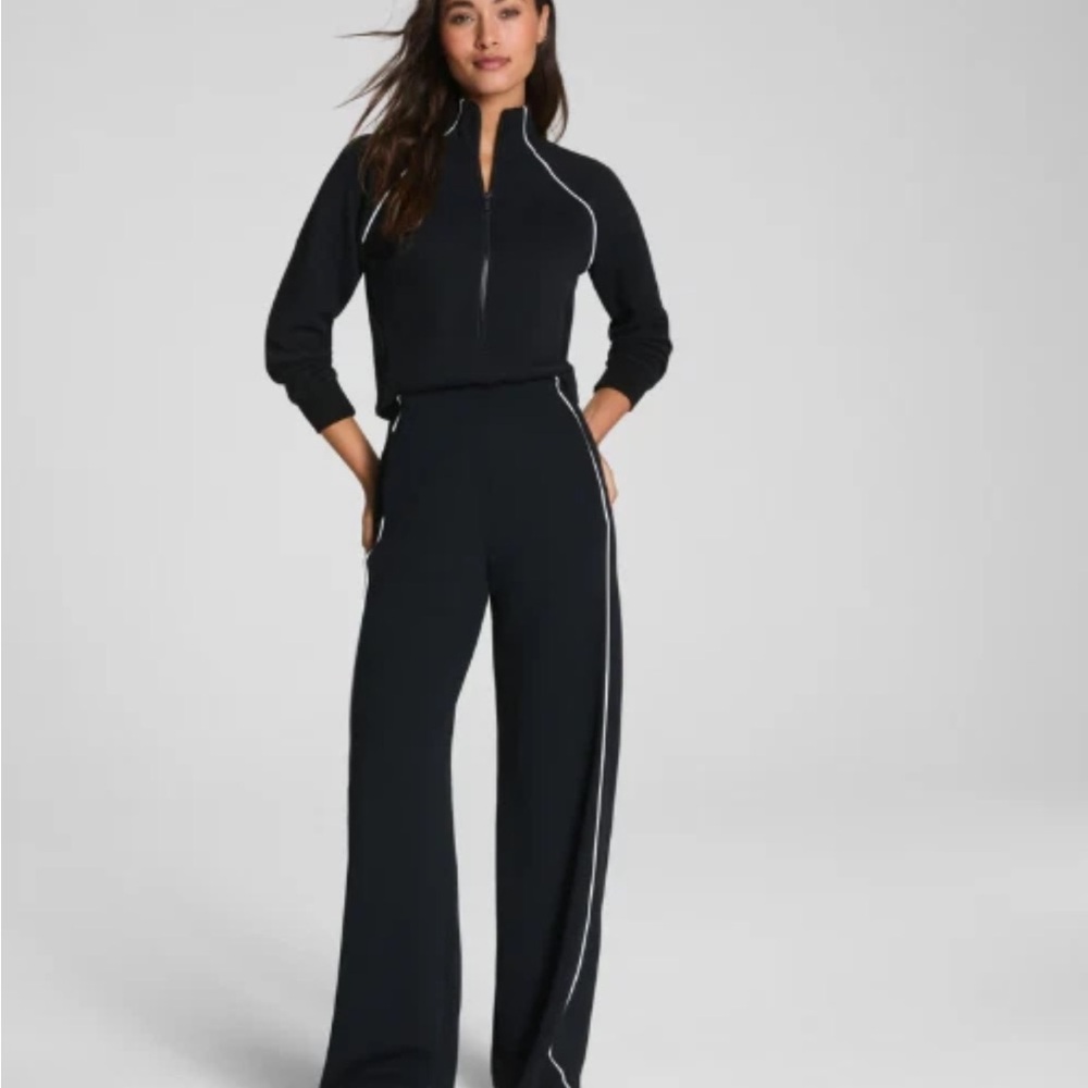SPANX AirEssentials® Pique Half Zip Jumpsuit | Very Black | BEST SELLER